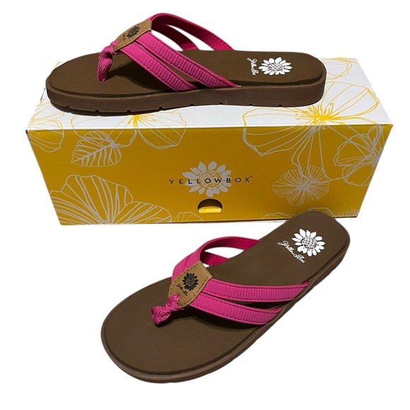 Yellow Box Women's Pink and Brown Sandals New In Box - Picture 2 of 5